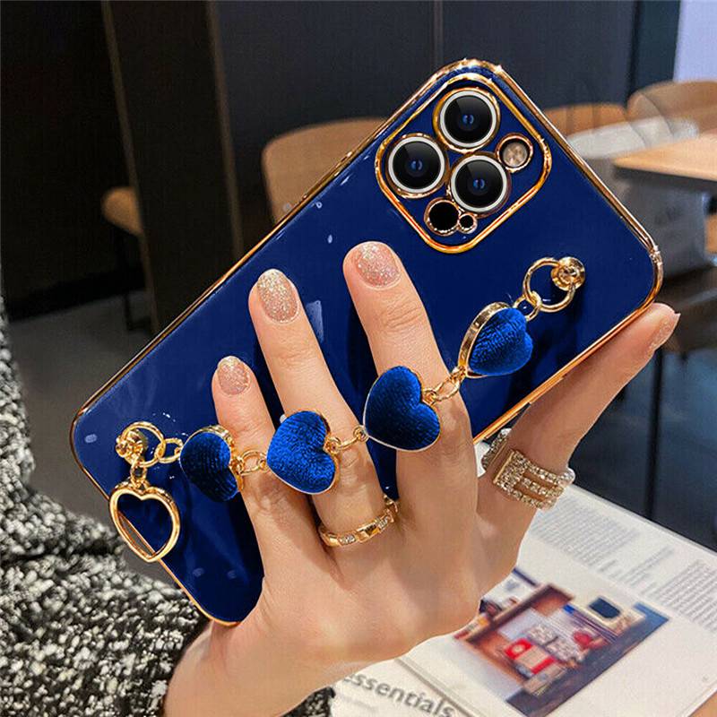 Cute 3D Heart Bracelet Chain Shockproof Case Cover For iPhone 11 12 13 Pro Max - Image 7