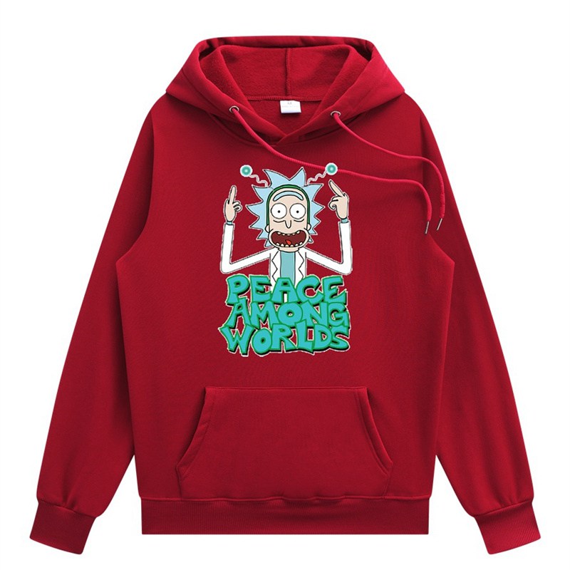 2024 Men Fashion Brands Pullover Leisure Hoodie Fleece-Lined Rick Morty Printed European and American Style Men's Clothing Sweatshirt - Image 8