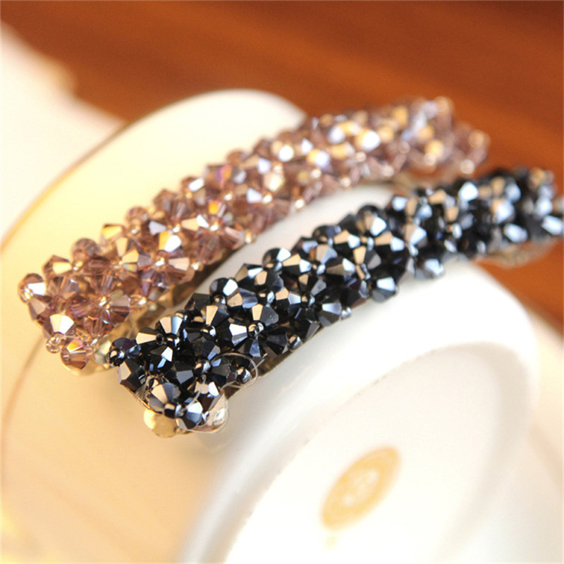 Korean Hair Accessories Four Rows Crystal Hair Clip Hairpin Women's Fishing Line Woven Clip Women's Hair Tie Head Clip Foreign Trade Ornament - Image 3