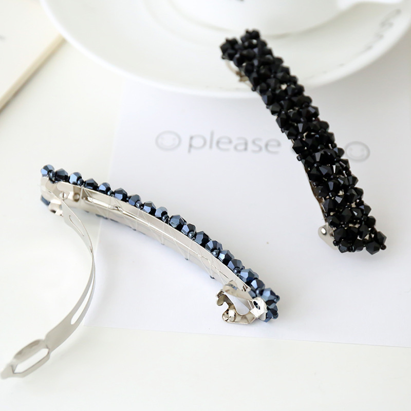 Korean Hair Accessories Four Rows Crystal Hair Clip Hairpin Women's Fishing Line Woven Clip Women's Hair Tie Head Clip Foreign Trade Ornament - Image 4