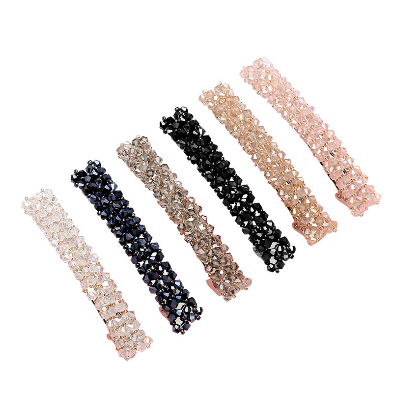 Korean Hair Accessories Four Rows Crystal Hair Clip Hairpin Women's Fishing Line Woven Clip Women's Hair Tie Head Clip Foreign Trade Ornament - Image 5