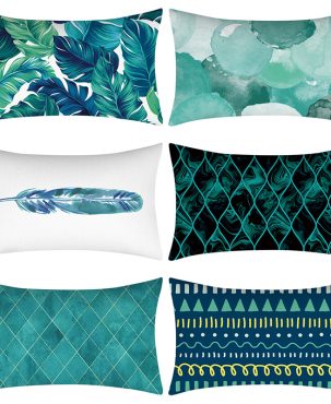 Cross-Border Popular Selling Pillow Cover Teal Blue Duck Blue Green Home Decoration Cushion Lumbar Cushion Cover