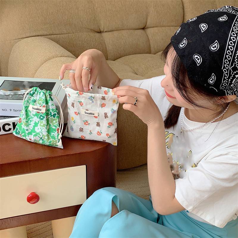 Kawaii Floral Travel Portable Coin Purse Cosmetic Lipstick Storage Bag Women Makeup Handbags Wallet Organizer Small Pouch Bags - 图片 19