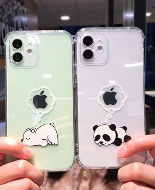 Creative Bear Panda Animal Phone Case For iPhone 11 12 13 Pro Max Clear Shockproof Lens Protection For iPhone X XS XR 7 8 Plus