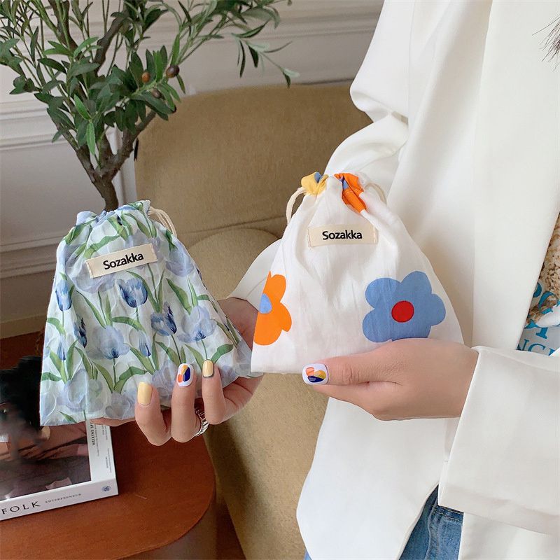 Kawaii Floral Travel Portable Coin Purse Cosmetic Lipstick Storage Bag Women Makeup Handbags Wallet Organizer Small Pouch Bags - 图片 29