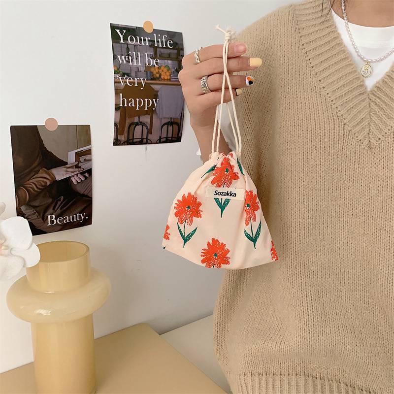 Kawaii Floral Travel Portable Coin Purse Cosmetic Lipstick Storage Bag Women Makeup Handbags Wallet Organizer Small Pouch Bags - 图片 32