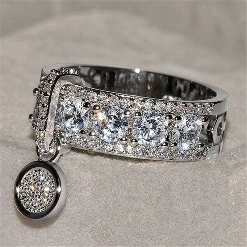 925 Silver Rings,Rose Gold Rings Women Jewelry Cubic Zirconia Girl Rings Sz 6-10 - 图片 4