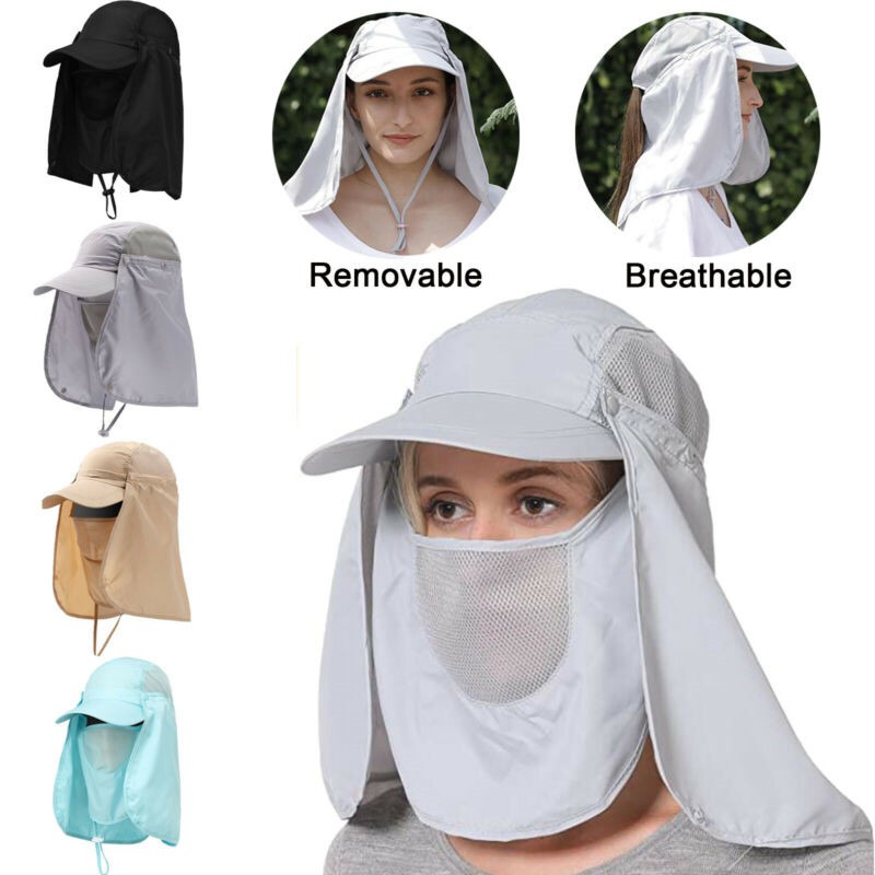 Unisex Outdoor Sun Hat UV Protection Fishing Hiking Caps Face Neck Flap Cover