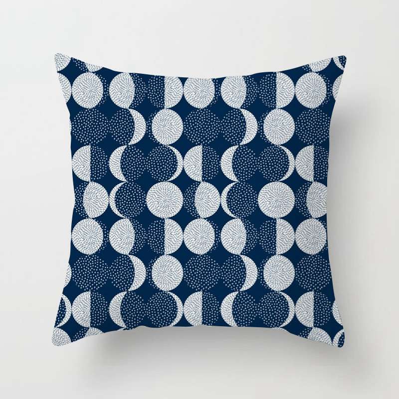New Living Room Study Abstract Blue Printed Pillow Peach Skin Fabric Simple Fashion Cushion Car Cushion - Image 6