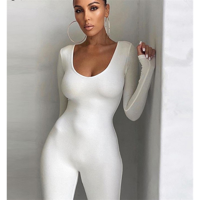 Nibber Basic Bodycon Jumpsuit For Women‘s Clothing Casual Brown Fitness Rompers 2024 Y2K Playsuit Activity Streetwear Overalls - 图片 15