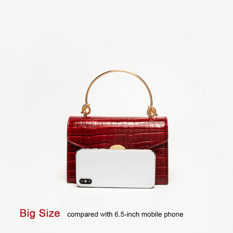 Stone pattern PU Leather Crossbody Bags For Women 2024 Mini Shoulder Messenger Bag With Metal Handle Lady Travel Totes - 图片 15