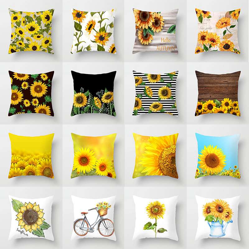 Spring and Summer New Sunflower SUNFLOWER Pillow Cover Home Sofa Cushion without Core Flower Cushion Cover - Image 16