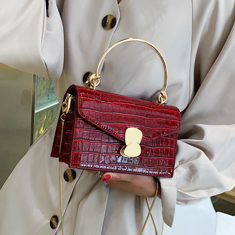 Stone pattern PU Leather Crossbody Bags For Women 2024 Mini Shoulder Messenger Bag With Metal Handle Lady Travel Totes - 图片 16