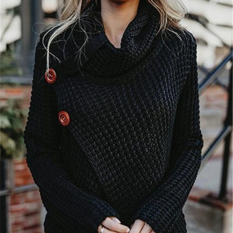 2024 Autumn Winter Sweater Ol Commuter Amazon Amazon Turtleneck Cardigan Solid Color Sweaters Women's Clothing One Piece Dropshipping - 图片 19