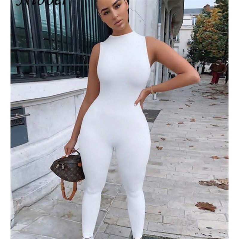 Nibber Basic Bodycon Jumpsuit For Women‘s Clothing Casual Brown Fitness Rompers 2024 Y2K Playsuit Activity Streetwear Overalls - 图片 21