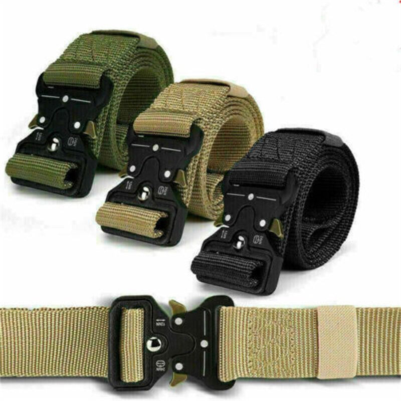 Quick Release Work Belt Tactical Black Men Army Webbing Nylon Military Waistbelt - Image 3