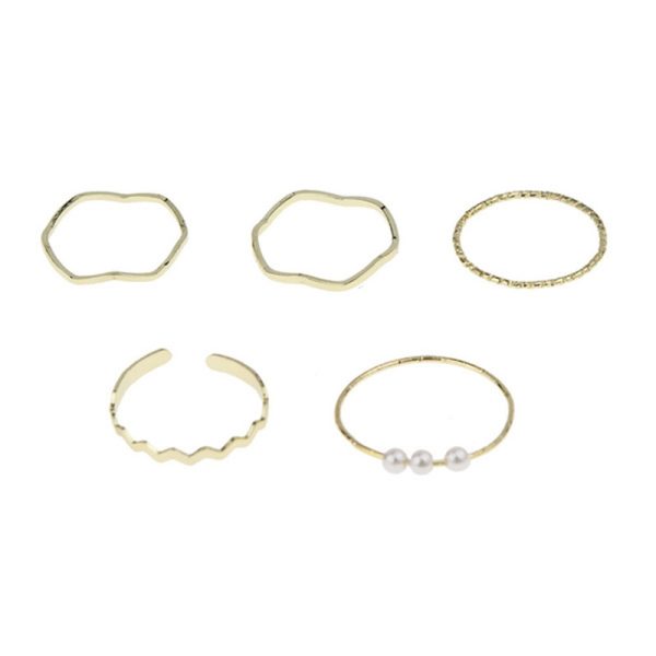 5pcs/set Simple Geometric Shape Pearl Rings for Women  Version Personalized Index Finger - Image 4