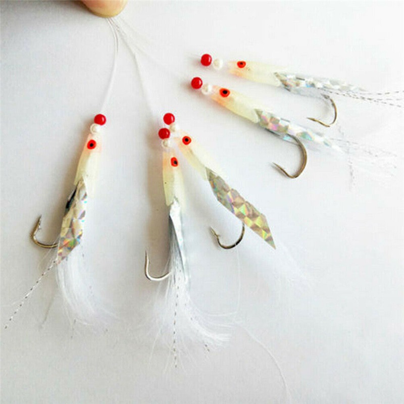 5 PCS MACKEREL FEATHERS BASS COD LURE LURES SEA FISHING RIGS TACKLE BOAT FADDISH - Image 3