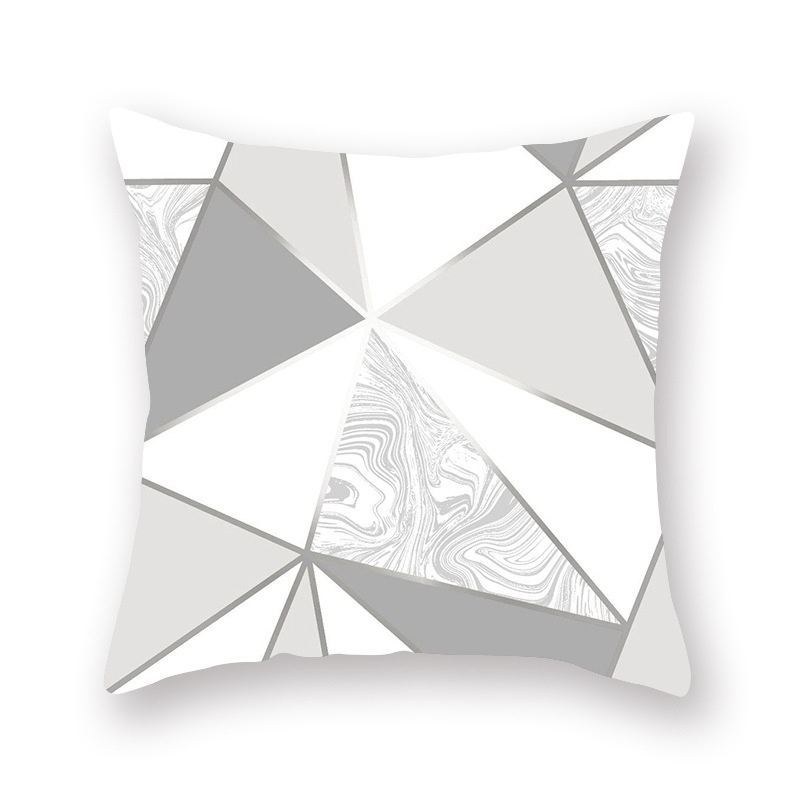 Amazon New Silver Gray Geometric Peach Skin Fabric Pillow Cover Car Office Sofa Bed Pillow Cushion Cover Wholesale - 图片 6