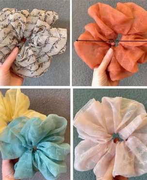 Oversized Hair Scrunchies For Women Solid Satin Silk Scrunchie Hair Rubber Bands Elastic Hair Ties Accessories Ponytail Holder