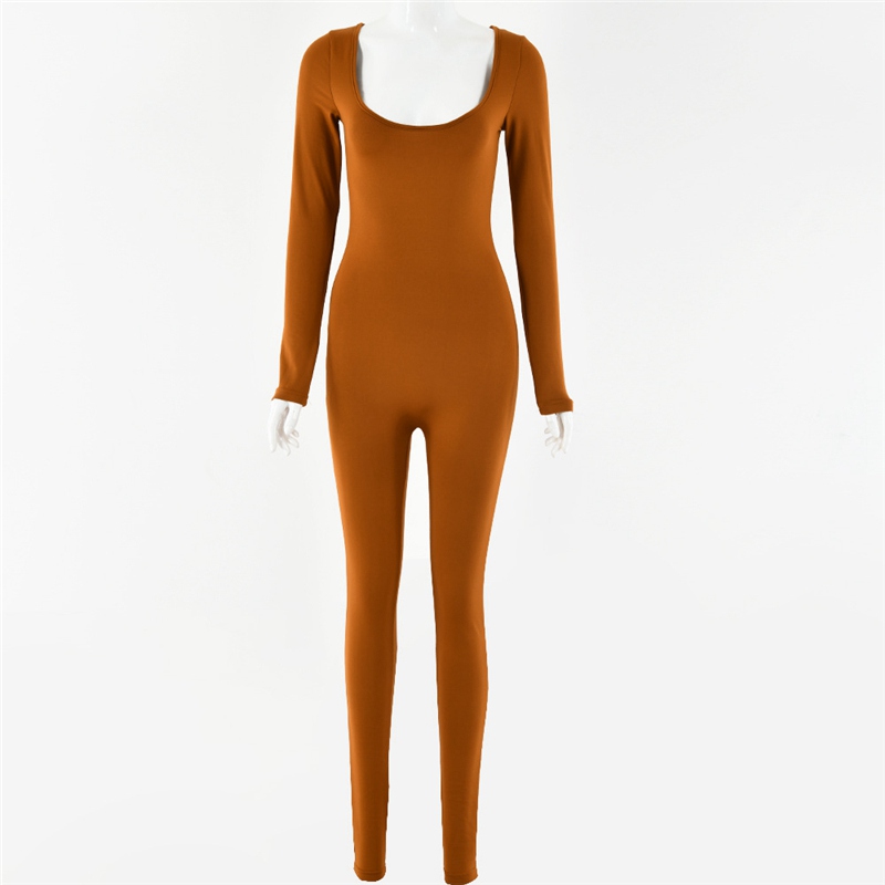 Nibber Basic Bodycon Jumpsuit For Women‘s Clothing Casual Brown Fitness Rompers 2024 Y2K Playsuit Activity Streetwear Overalls - 图片 26
