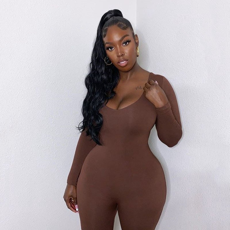 Nibber Basic Bodycon Jumpsuit For Women‘s Clothing Casual Brown Fitness Rompers 2024 Y2K Playsuit Activity Streetwear Overalls - 图片 27