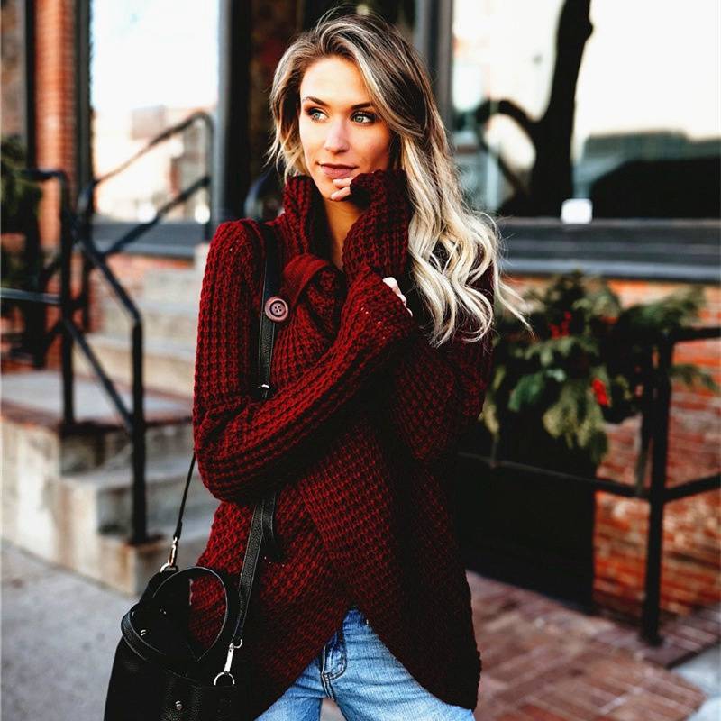 2024 Autumn Winter Sweater Ol Commuter Amazon Amazon Turtleneck Cardigan Solid Color Sweaters Women's Clothing One Piece Dropshipping - 图片 28