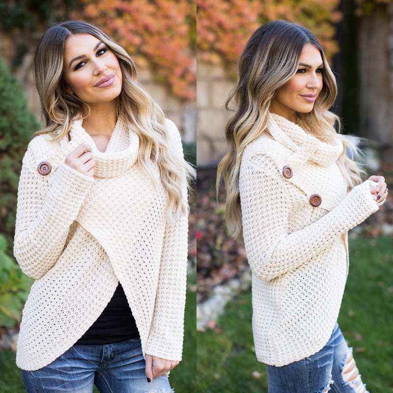 2024 Autumn Winter Sweater Ol Commuter Amazon Amazon Turtleneck Cardigan Solid Color Sweaters Women's Clothing One Piece Dropshipping - 图片 29