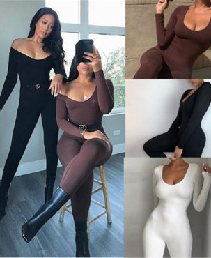 Nibber Basic Bodycon Jumpsuit For Women‘s Clothing Casual Brown Fitness Rompers 2024 Y2K Playsuit Activity Streetwear Overalls