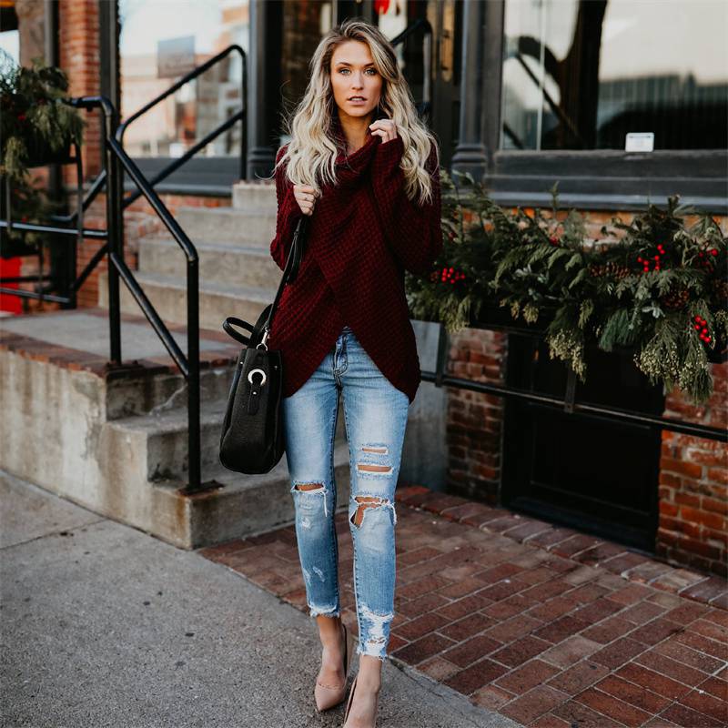 2024 Autumn Winter Sweater Ol Commuter Amazon Amazon Turtleneck Cardigan Solid Color Sweaters Women's Clothing One Piece Dropshipping - 图片 33