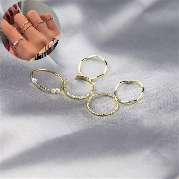 5pcs/set Simple Geometric Shape Pearl Rings for Women  Version Personalized Index Finger - Image 13
