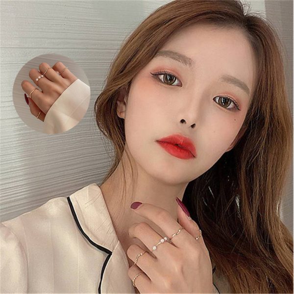 5pcs/set Simple Geometric Shape Pearl Rings for Women  Version Personalized Index Finger - Image 10