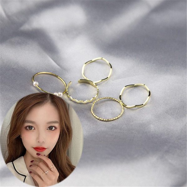 5pcs/set Simple Geometric Shape Pearl Rings for Women  Version Personalized Index Finger - Image 21