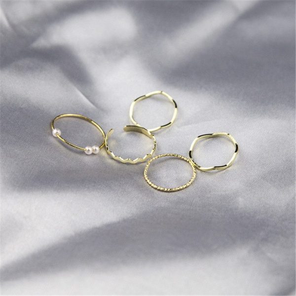5pcs/set Simple Geometric Shape Pearl Rings for Women  Version Personalized Index Finger - Image 5