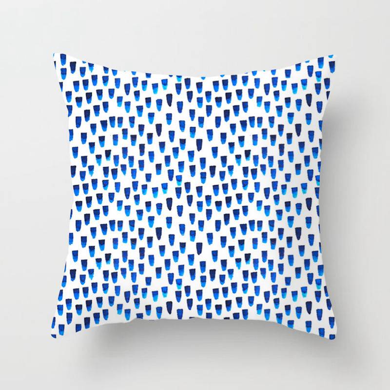 New Living Room Study Abstract Blue Printed Pillow Peach Skin Fabric Simple Fashion Cushion Car Cushion - Image 8