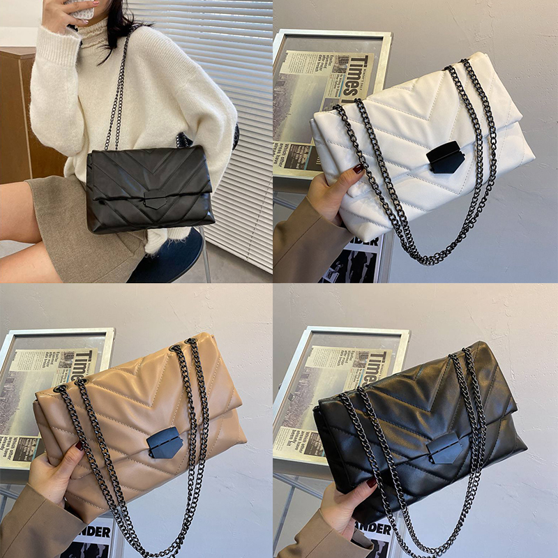 New Casual Chain Crossbody Bags For Women Fashion Simple Shoulder Bag Ladies Designer Handbags PU Leather Messenger Bags - 图片 15