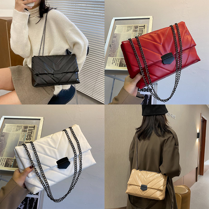 New Casual Chain Crossbody Bags For Women Fashion Simple Shoulder Bag Ladies Designer Handbags PU Leather Messenger Bags - 图片 23