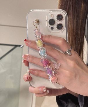 Cute Love Heart Bracelet Wrist Chain Case for iphone 13 Pro Max 12 11 MiNi XR X XS 7 8 plus Clear Soft Back Cover for iphone 13