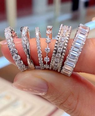 Women Rings Cute 6 Style Wedding Jewelry Cubic Zircon Ring Sz 6-10