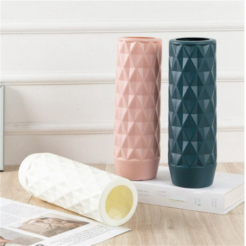 Plastic Vase Geometric Ceramic Flower Pot Basket Home Room Decor Modern - 图片 12