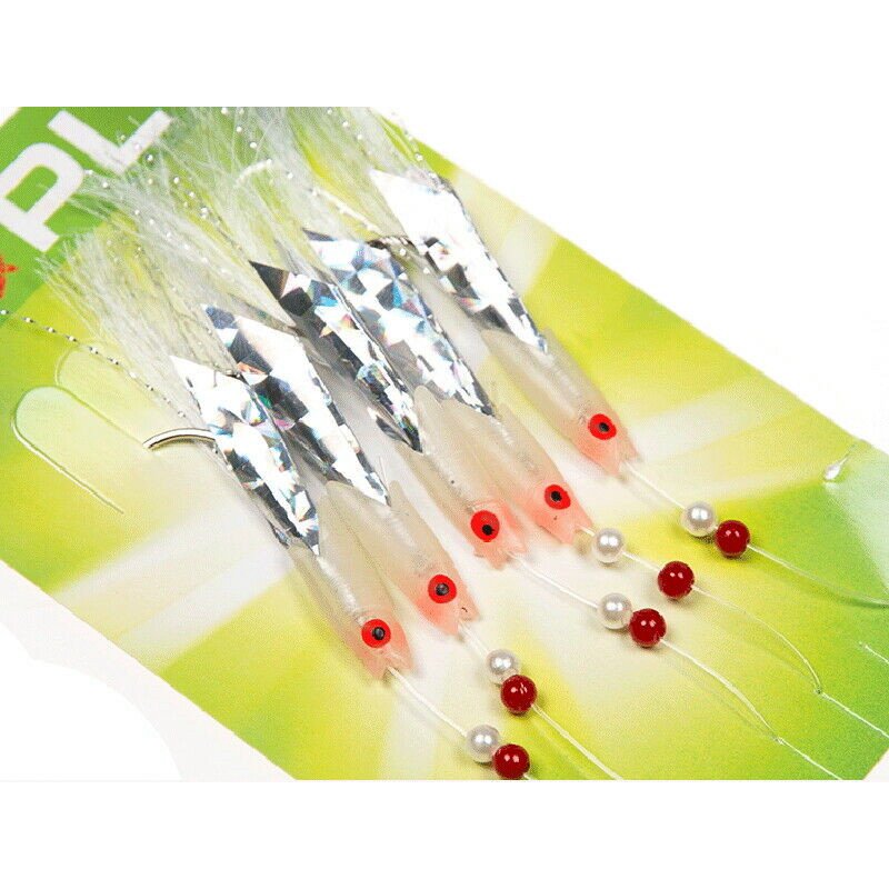 5 PCS MACKEREL FEATHERS BASS COD LURE LURES SEA FISHING RIGS TACKLE BOAT FADDISH - Image 5