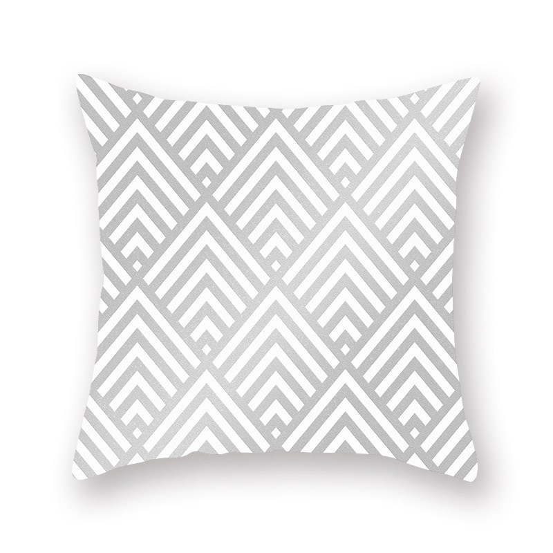 Amazon New Silver Gray Geometric Peach Skin Fabric Pillow Cover Car Office Sofa Bed Pillow Cushion Cover Wholesale - 图片 8