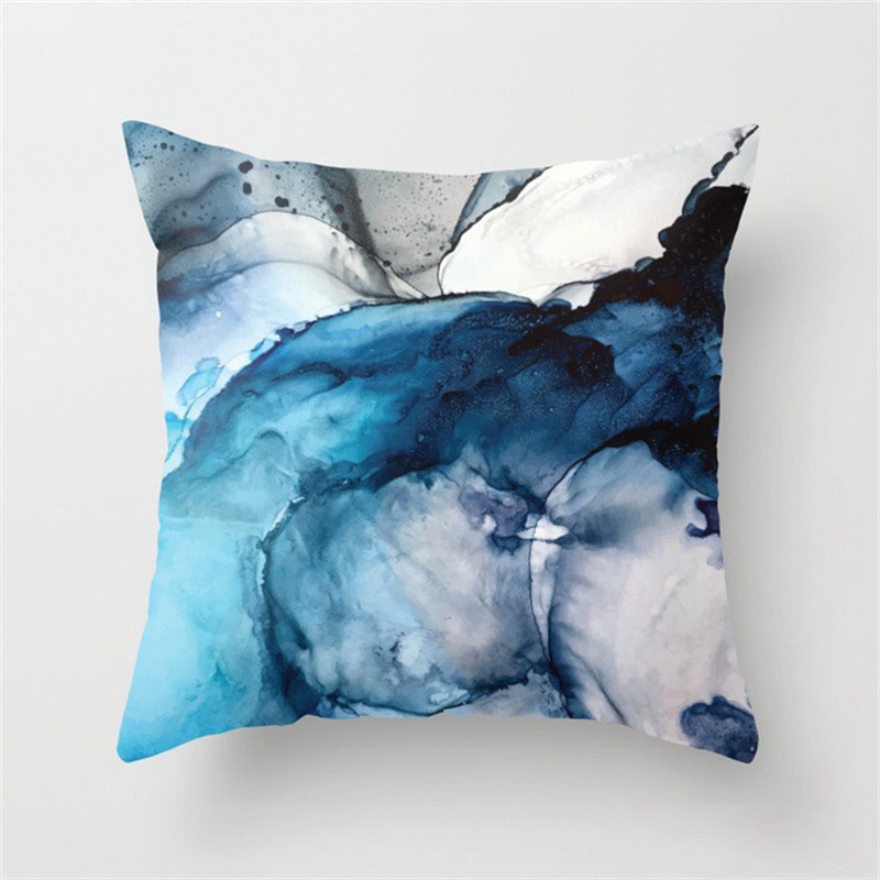 New Living Room Study Abstract Blue Printed Pillow Peach Skin Fabric Simple Fashion Cushion Car Cushion - Image 9