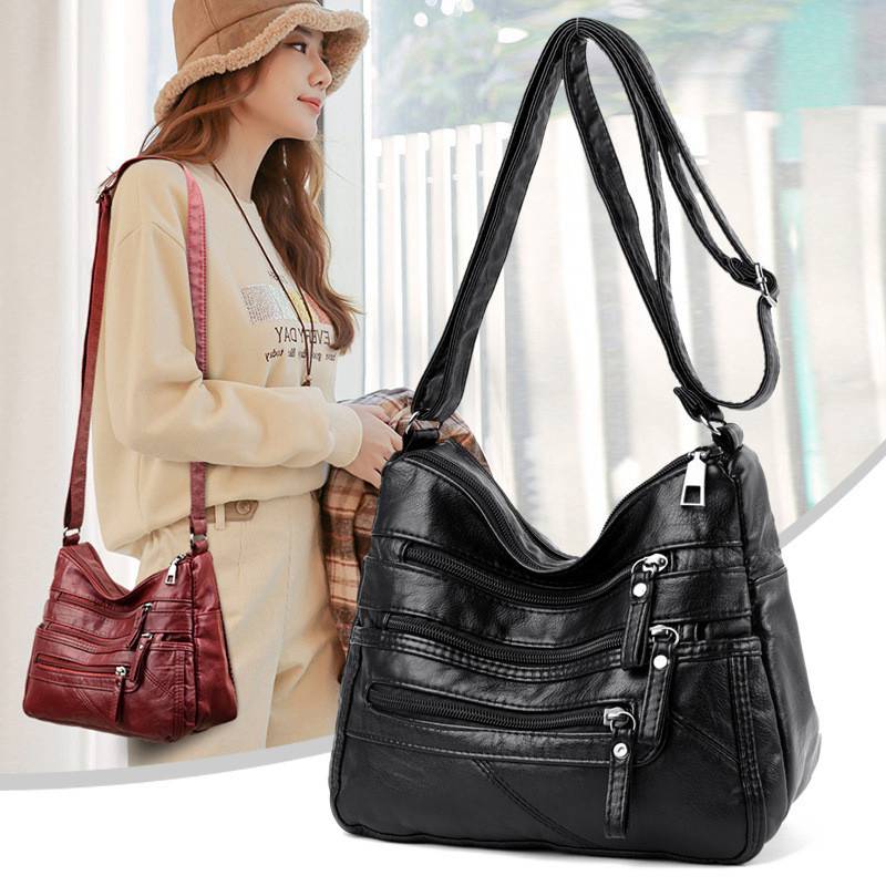 Women Crossbody Leather Handbags Pocketbooks Purses Multi Pocket Shoulder Bag