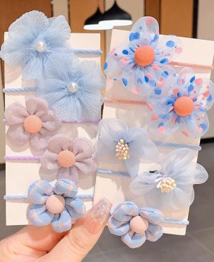 4/10/20 Pcs/Set New Baby Girl Cute Colors Flower Hair Bands Ponytail Holder Chilren Soft Scrunchies Rubber Kids Hair Accessories