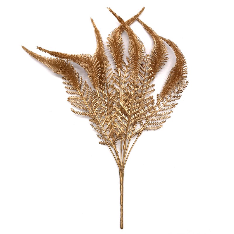 Artificial Plant Gold Silver Leaves Christmas Wedding Decorative Fake Flower Floral DIY Accessories - Image 6