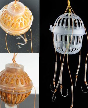 1Pcs Fishing Hooks Explosion Baits Cage Sea Box Hook Monsters With Six Strong Carbon Steel Plastics Carp Spherical Tackle Tools