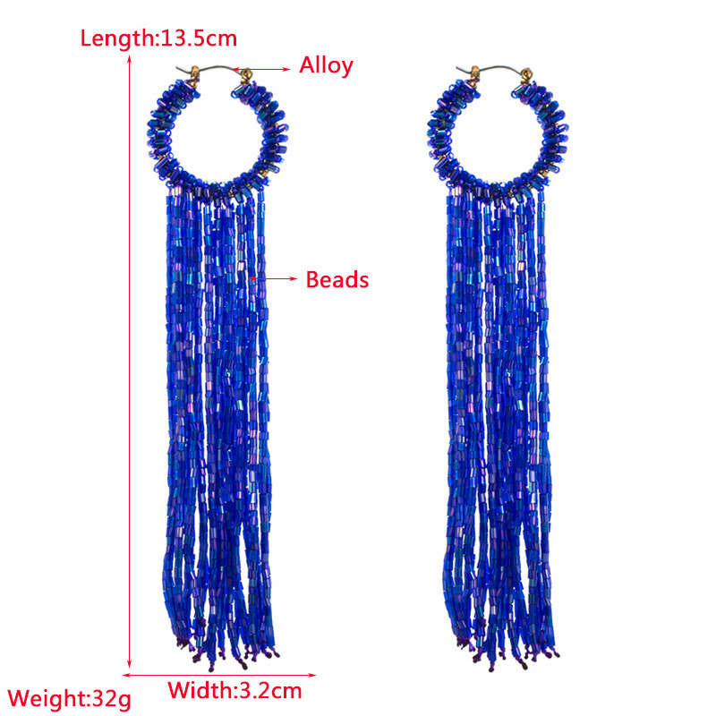 Long Fringe Earrings Female Personality Color Bead Fashion High Sense Ear Rings - Image 5