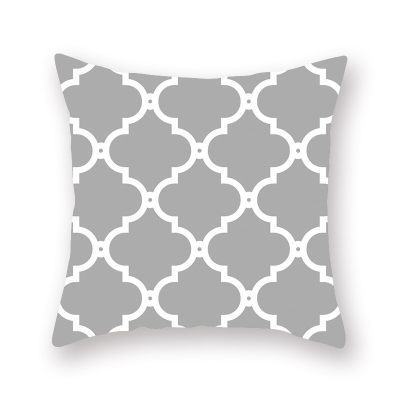 Amazon New Silver Gray Geometric Peach Skin Fabric Pillow Cover Car Office Sofa Bed Pillow Cushion Cover Wholesale - 图片 9