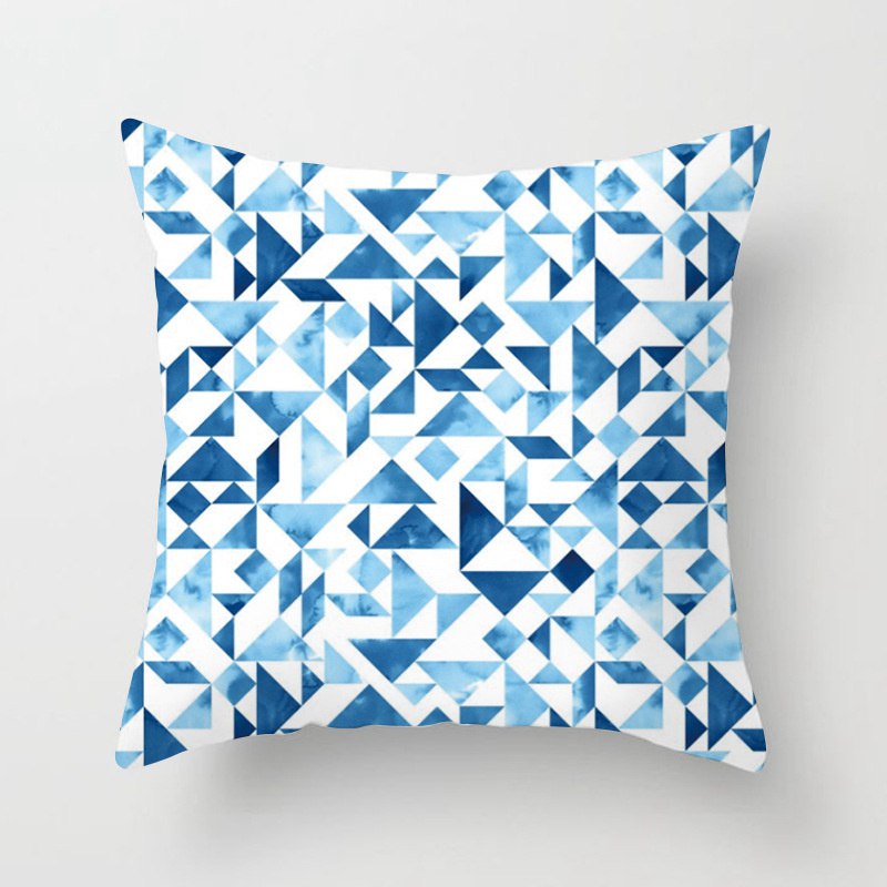 New Living Room Study Abstract Blue Printed Pillow Peach Skin Fabric Simple Fashion Cushion Car Cushion - Image 10
